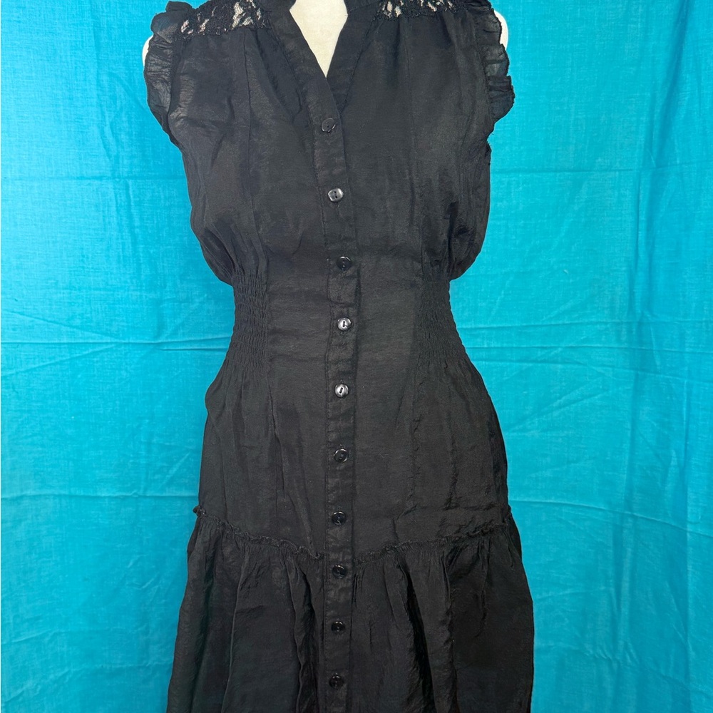 Pinky Black A-line Dress with Flutter Sleeves for Casual Occasions